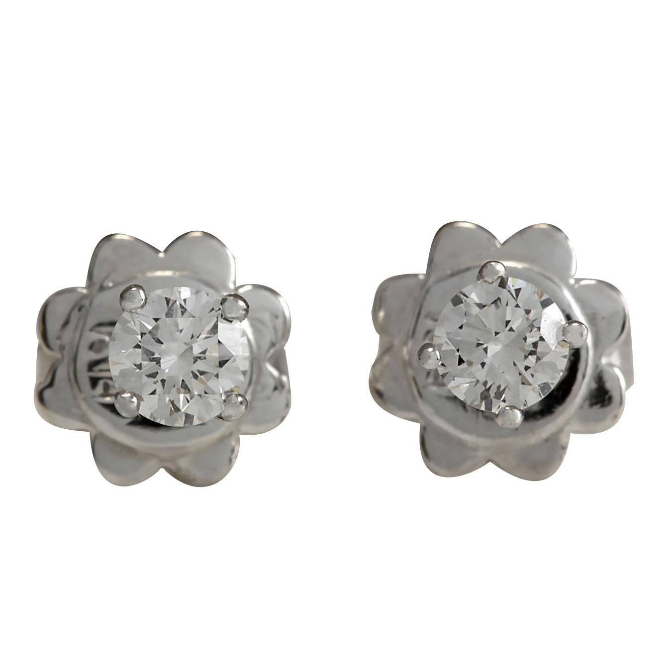 Diamond Stud Earrings In 14 Karat White Gold  In New Condition For Sale In Los Angeles, CA