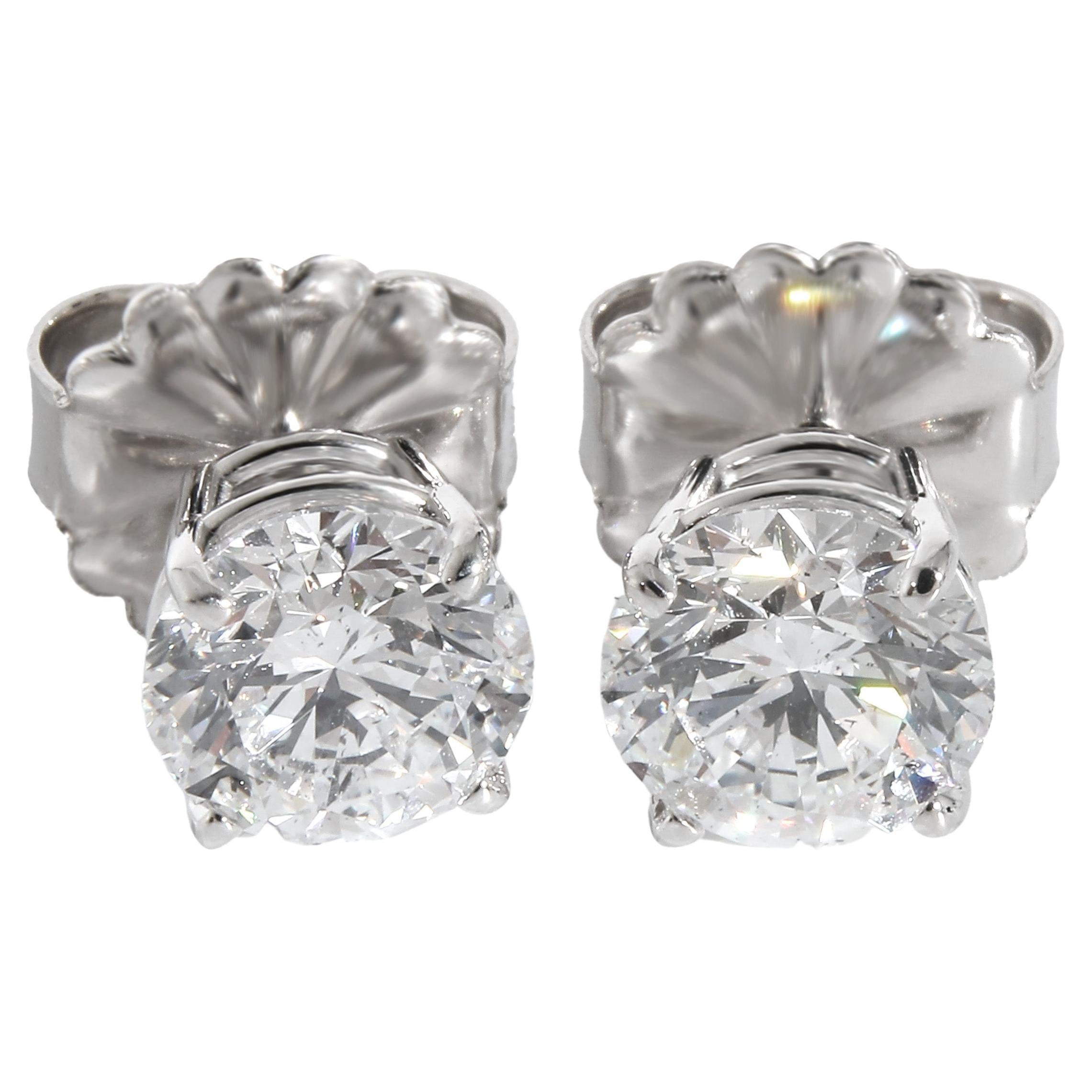 Diamond Stud Earrings in 14K White Gold (3.16 CTW) For Sale