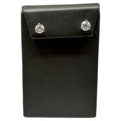Diamond Stud Earrings in 14kt White Gold - 2ctw GH I1 Round Diamonds, Martini