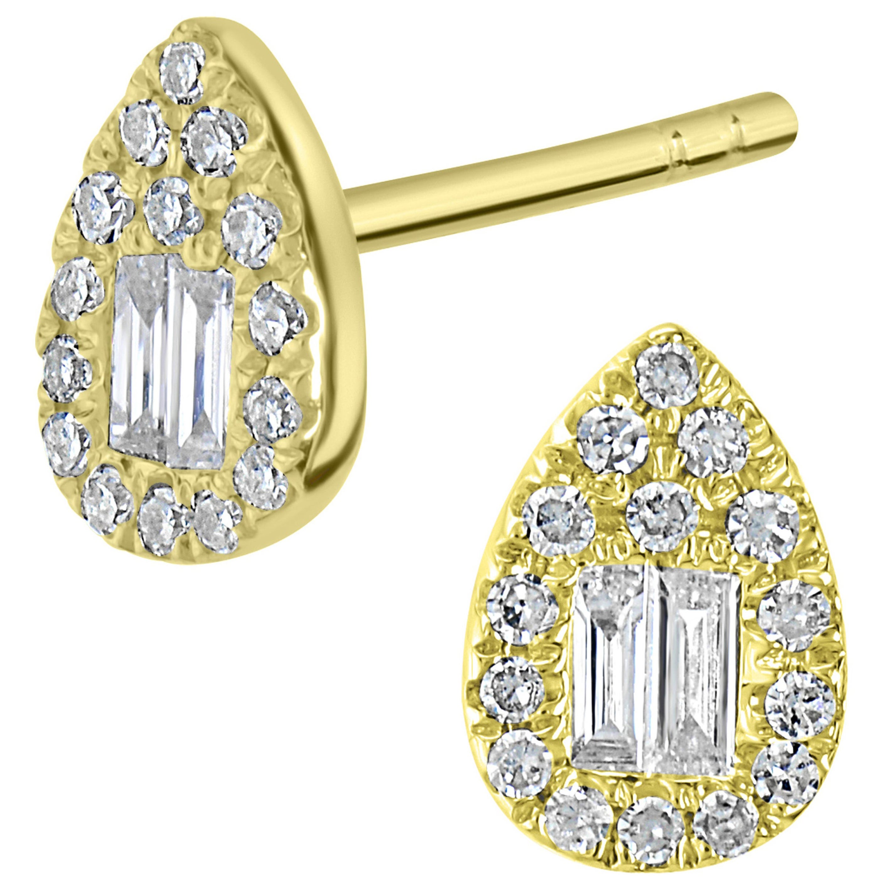 Pair of Diamond Stud Earrings in 18 Karat Yellow Gold For Sale at 1stDibs