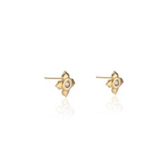 Diamond Stud Earrings in Lotus Flower Motif
