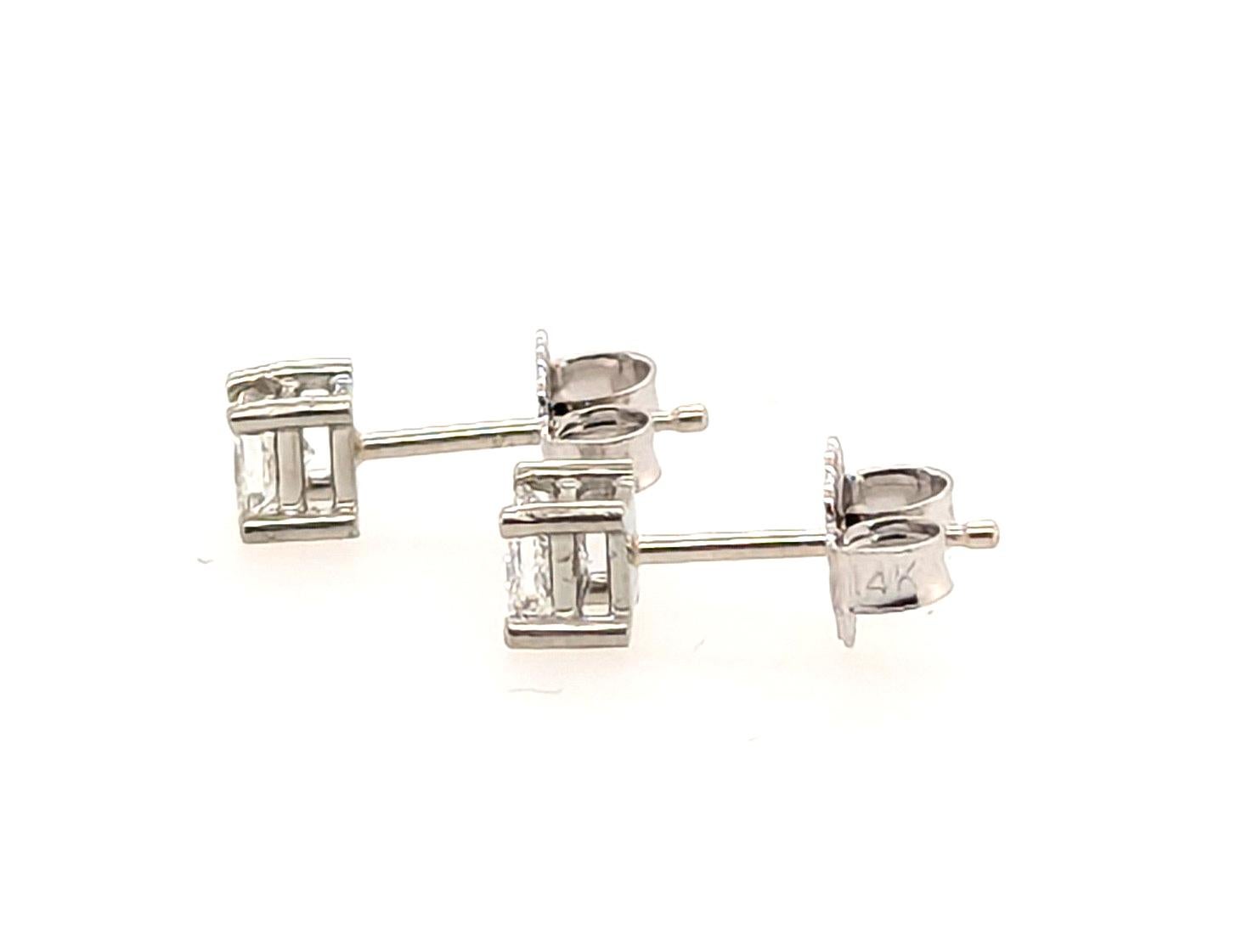 Diamant Ohrstecker Mined 1/3ct Princess Cut 14K Weißgold Pushback Brandneu (Carréschliff) im Angebot