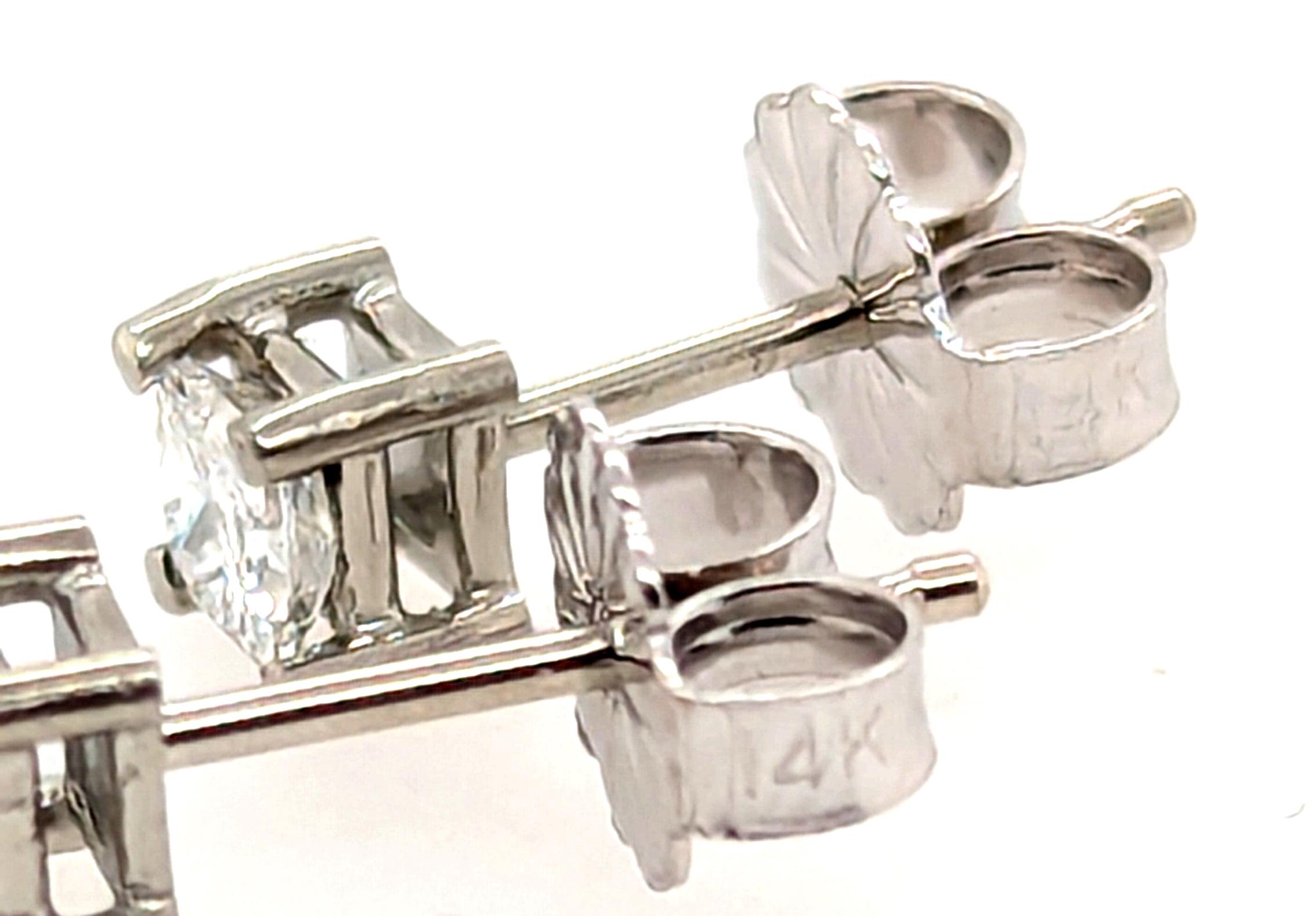 Diamant Ohrstecker Mined 1/3ct Princess Cut 14K Weißgold Pushback Brandneu für Damen oder Herren im Angebot