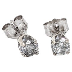 Orecchini di diamanti Mined 1/3ct Round Brilliante Cut in oro bianco 14K Pushback