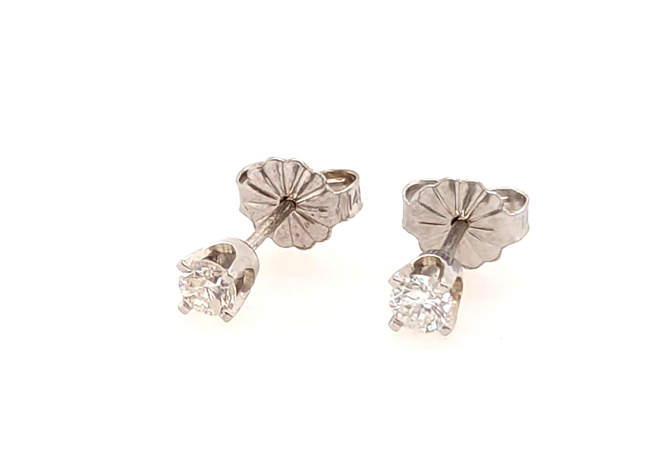 Diamant Ohrstecker Mined .20ct Rund Brillant 14K Weißgold Pushback