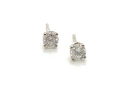 Diamond Stud Earrings Mined .25ct Round Brilliant 14K White Gold Pushback