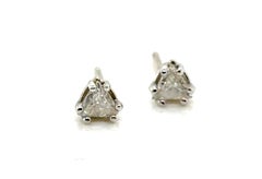 Diamond Stud Earrings Mined .30ct Trillion Cut 14K White Gold Pushback