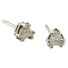 Diamond Stud Earrings Mined .30ct Trillion Cut 14K White Gold Pushback