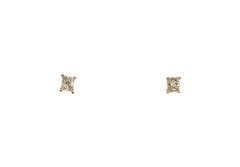 Diamond Stud Earrings Mined .50ct Princess Cut 14K Yellow Gold Screwback