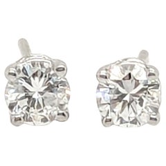 Orecchini con diamanti Mined .75ct Round Brilliante Cut in oro bianco 14K Pushback