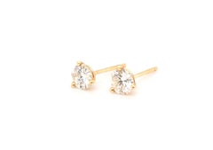 Diamant-Ohrstecker, aus dem Bergbau, RBC, F, SI1, 0,54 Karat, 14 Karat Gelbgold, 3-Klammer-Fassung, Martini-Stil