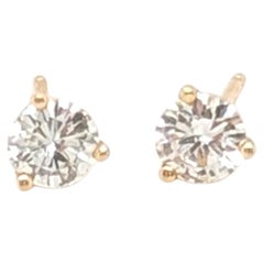 Diamant-Ohrstecker, aus dem Bergbau, RBC, F, SI1, 0,54 Karat, 14 Karat Gelbgold, 3-Klammer-Fassung, Martini-Stil
