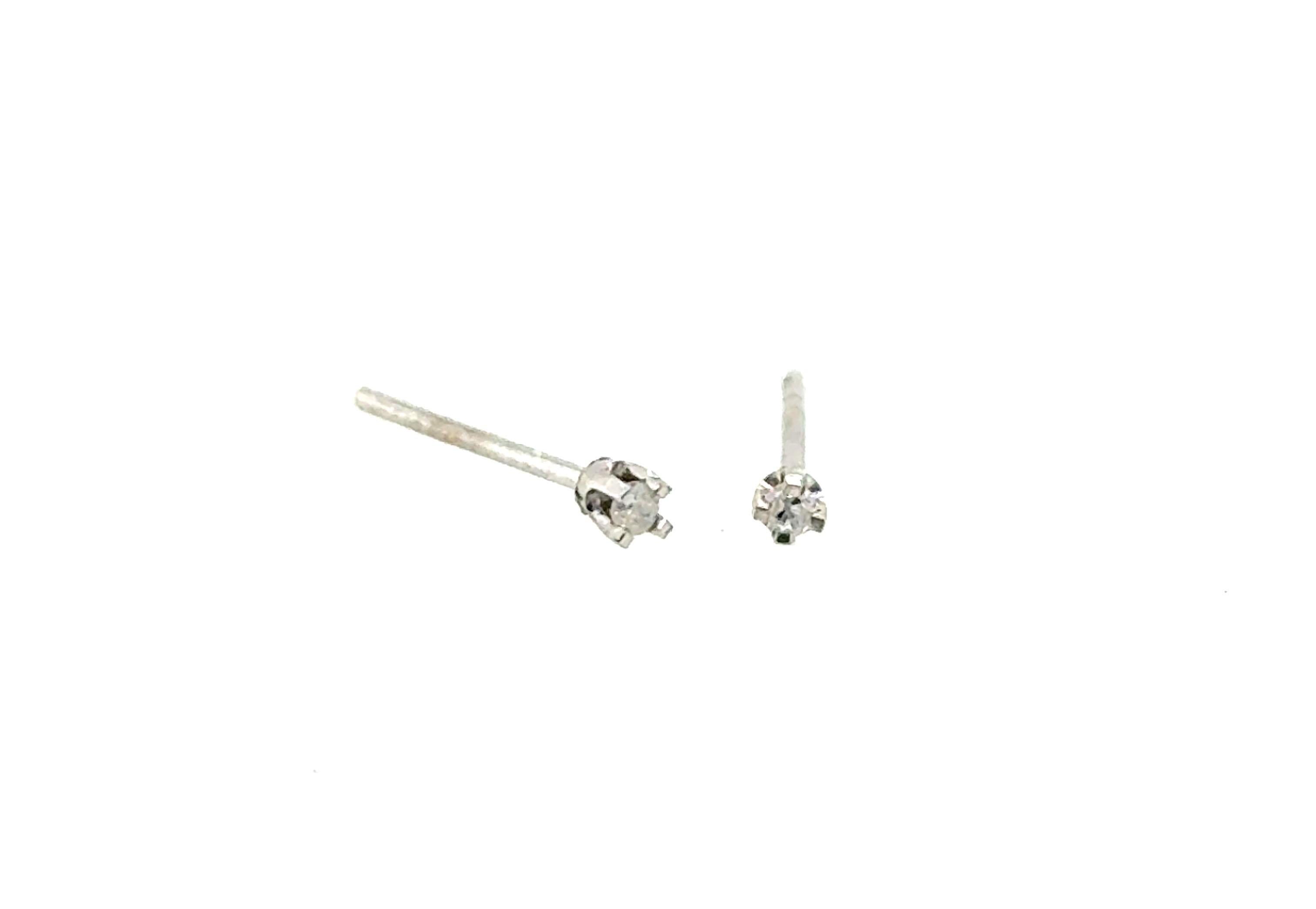 Diamant-Ohrstecker Mined Round 14K Weißgold Pushback (Rundschliff) im Angebot