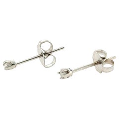 Boucles d'oreilles diamant rond miné en or blanc 14K Pushback