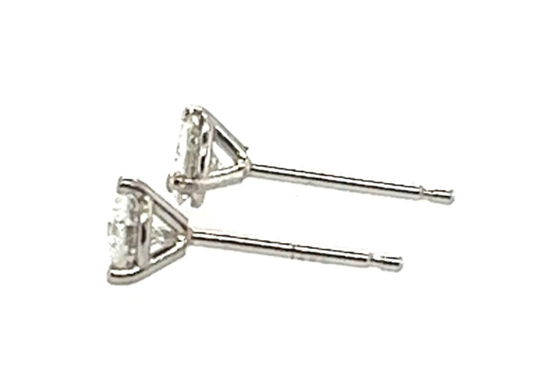 Women's or Men's Diamond Stud Earrings Natural Mined 45 Carat G SI1 Round 3 Prong Martini 14k For Sale