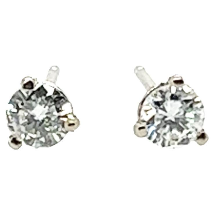 Diamond Stud Earrings Natural Mined 45 Carat G SI1 Round 3 Prong Martini 14k For Sale