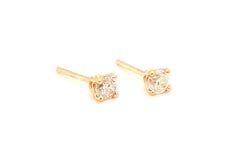 Diamant-Ohrstecker, natürlich abgebaut, rund, 0,25 Karat, 4-Klammer-Verschluss, 14-karätiges Gelbgold