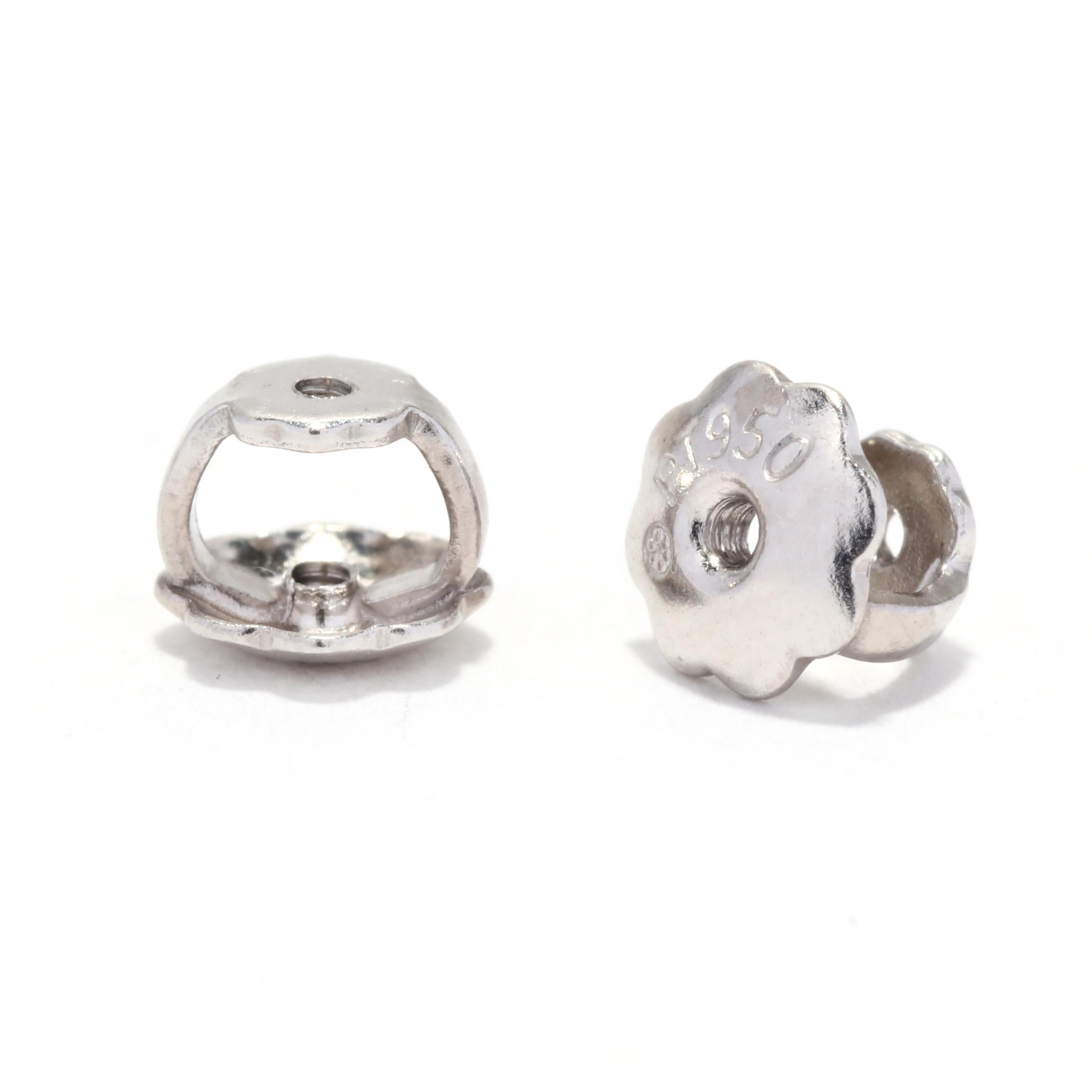 Brilliant Cut Diamond Stud Earrings, Platinum, Length 4.5 MM, Simple Diamond Stud