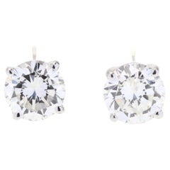 Diamond Stud Earrings, Platinum, Length 4.5 MM, Simple Diamond Stud
