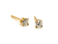 Diamond Stud Earrings Pushback Mined .20ct RBC G-H / SI Cut 14K Yellow Gold