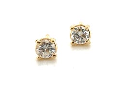 Diamond Stud Earrings Pushback Mined .36ct RBC F-G / VS-SI 14K Yellow Gold