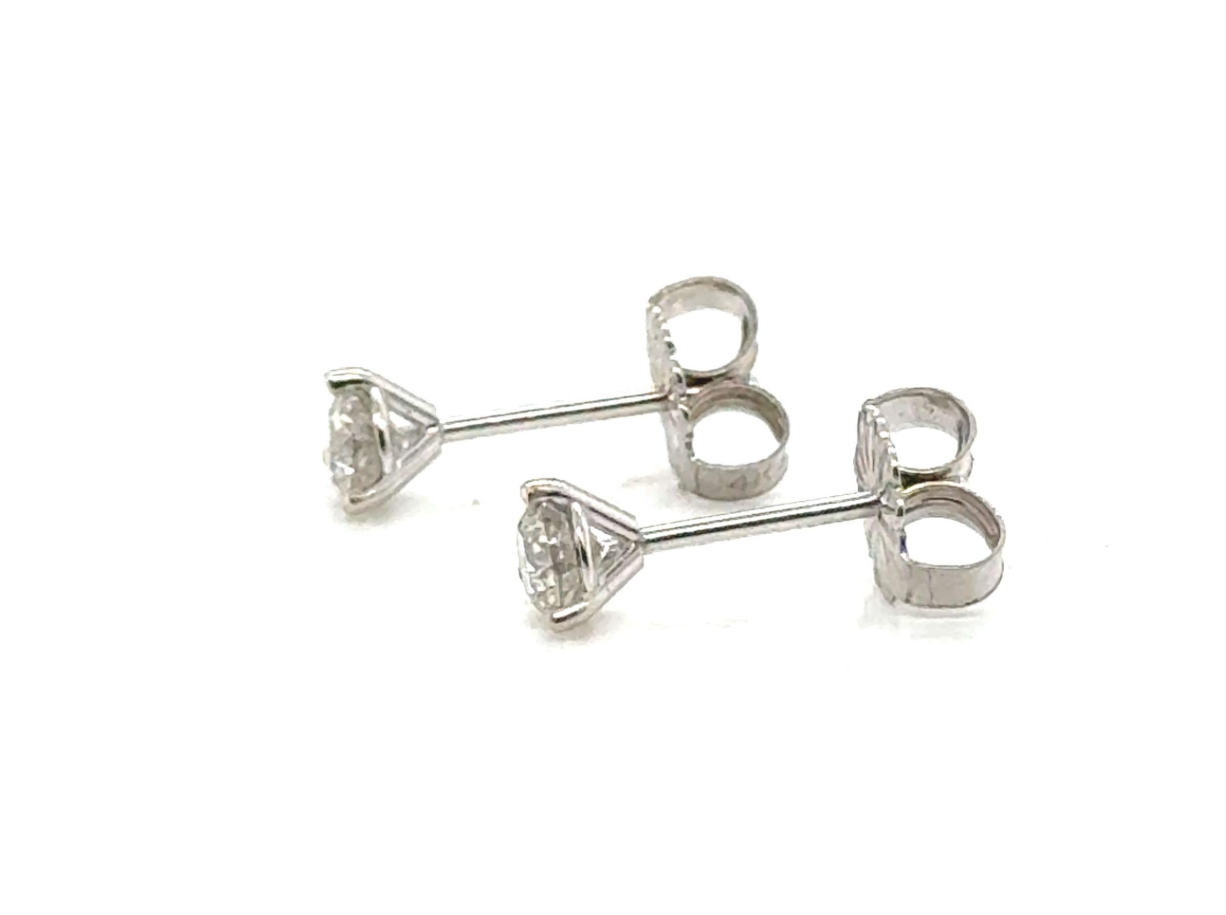 Diamant-Ohrstecker Pushback Mined .40ct Runder Brillantschliff 14K Weißgold (Rundschliff) im Angebot