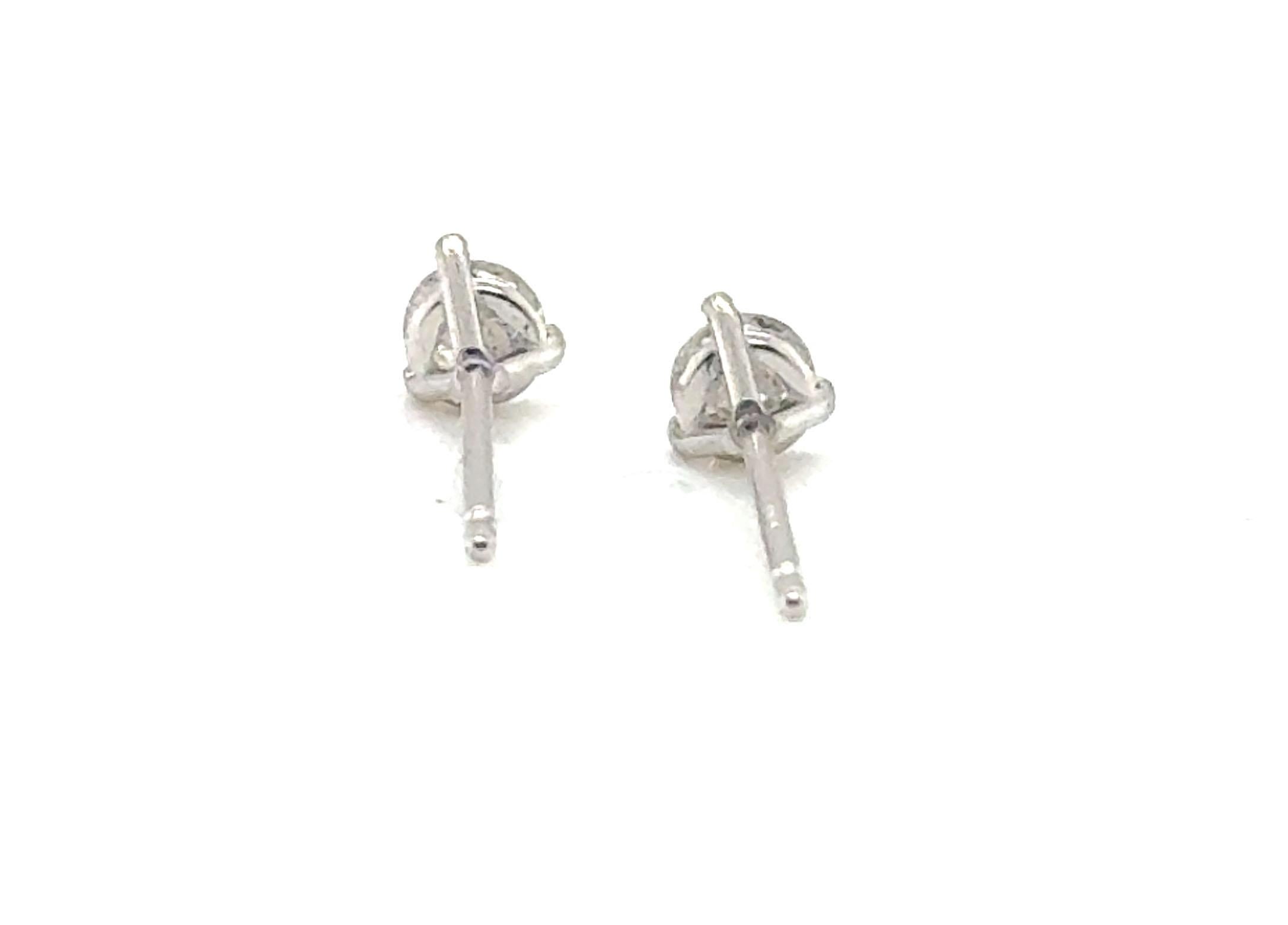 Diamant-Ohrstecker Pushback Mined .40ct Runder Brillantschliff 14K Weißgold im Zustand „Hervorragend“ im Angebot in Dearborn, MI