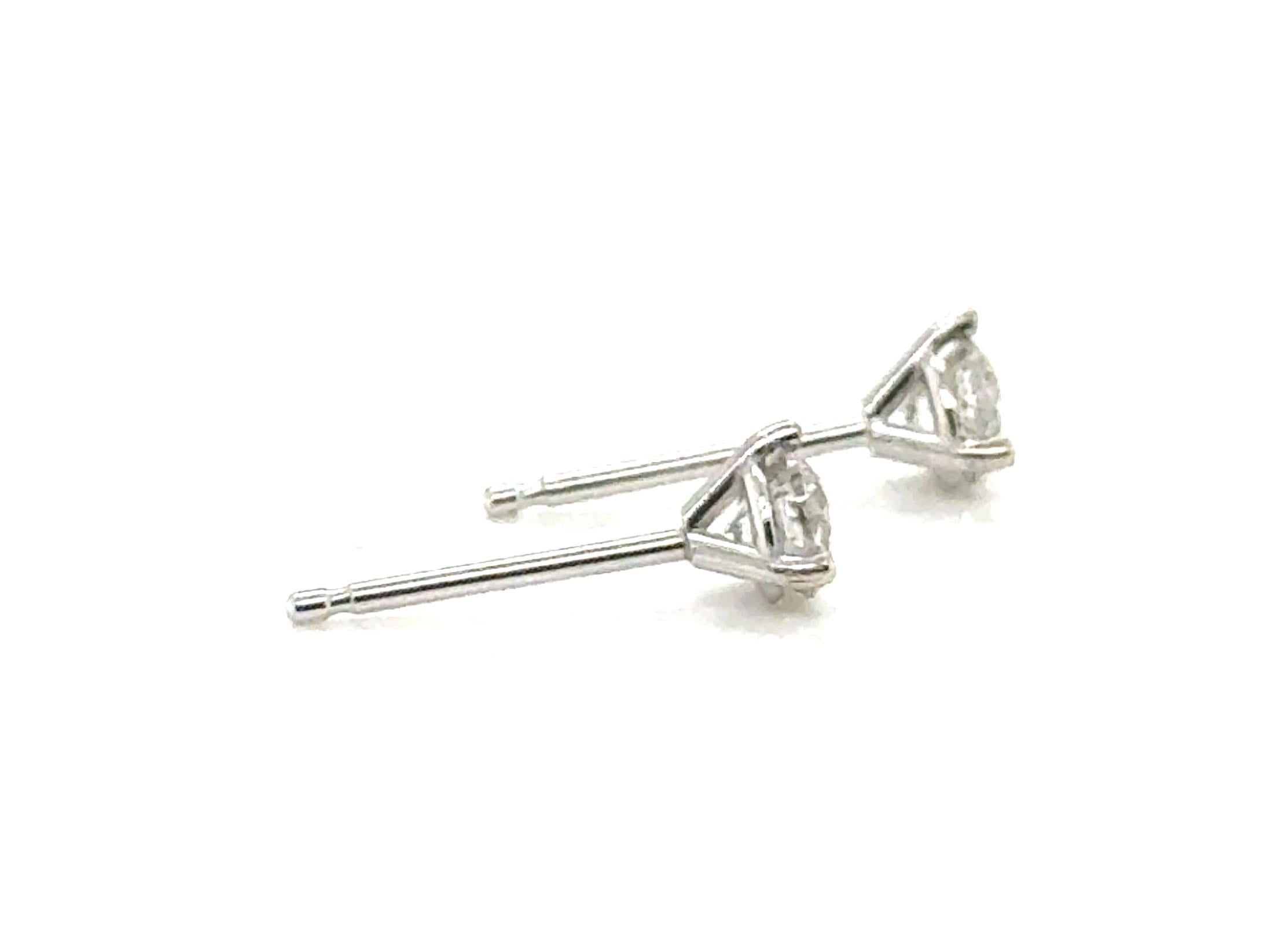Diamant-Ohrstecker Pushback Mined .40ct Runder Brillantschliff 14K Weißgold für Damen oder Herren im Angebot