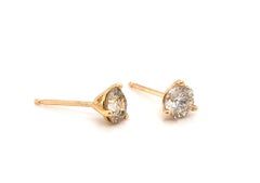 Diamond Stud Earrings RBC Mined Diamonds .83ct 14K Gold 3 Prong Martini