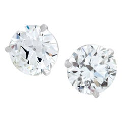 Diamond Stud Earrings Set in 18K White Gold "Martini" Setting