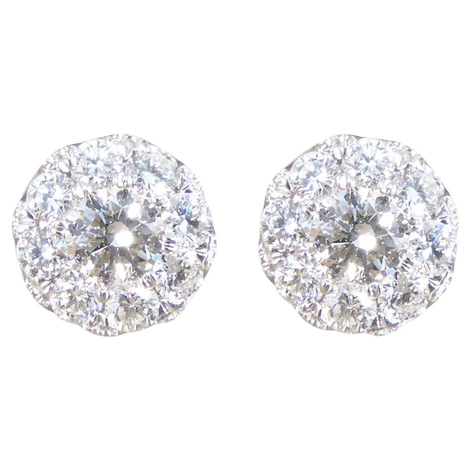 Diamond Stud Earrings with 3.00ct Look Illusion in 18ct White Gold