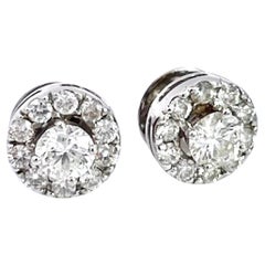 Diamond Stud Earrings with a Diamond surround 18K