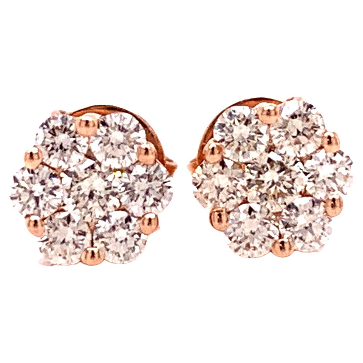 Modern Diamond Stud Flower Earrings For Sale