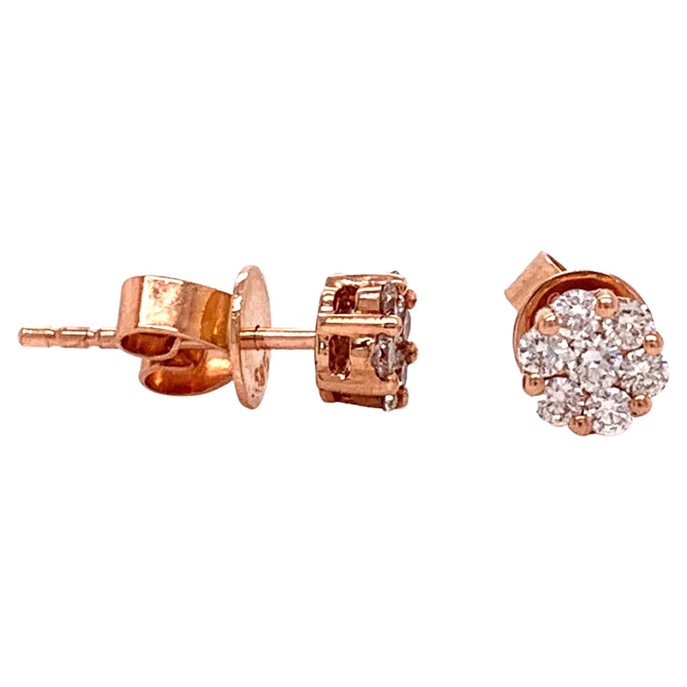 Diamond Stud Flower Earrings For Sale