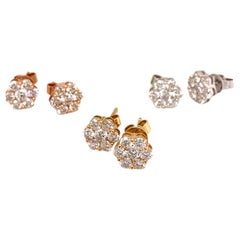 Diamant-Blumen-Ohrstecker Ein-Cttw. aus Weißgold