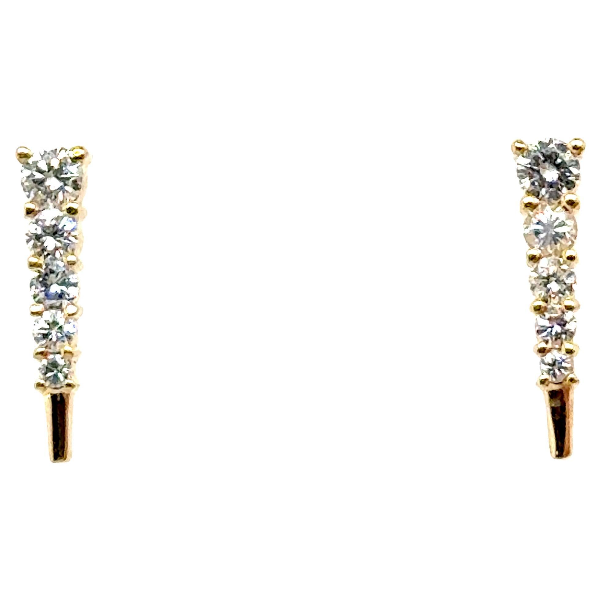 Orecchini con perno di diamante graduato Mined .67ct in oro giallo 14K F VS