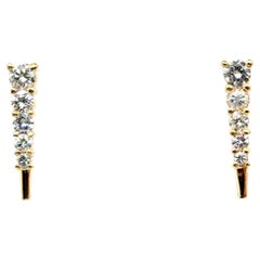 Diamond Stud Graduated Earrings Mined .67ct 14K Yellow Gold F VS