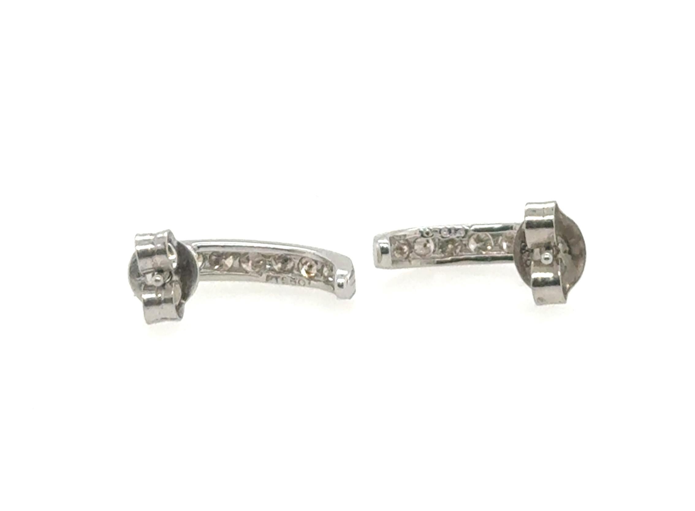 da uomo o donna Orecchini a cerchio con perno di diamante con diamante coniato da 0,25 ct in platino e oro bianco 14 carati in vendita