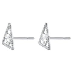 Diamond Stud Platinum Earrings Reverse Set Trillion Diamonds 0.49 Carats