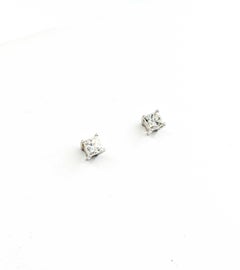Diamond Stud Screw Back Earrings in 14k White Gold