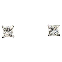 Diamond Stud Screw Back Earrings in 14k White Gold