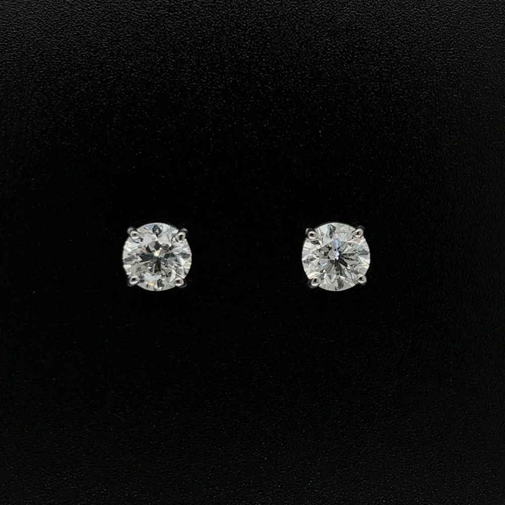 Diamond Stud Screw Back Vintage Platinum Earrings For Sale