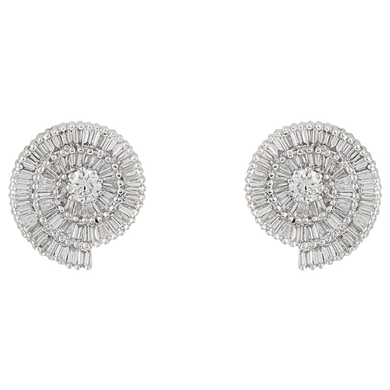 Diamond Stud Seashell Earrings 2.35 Carat