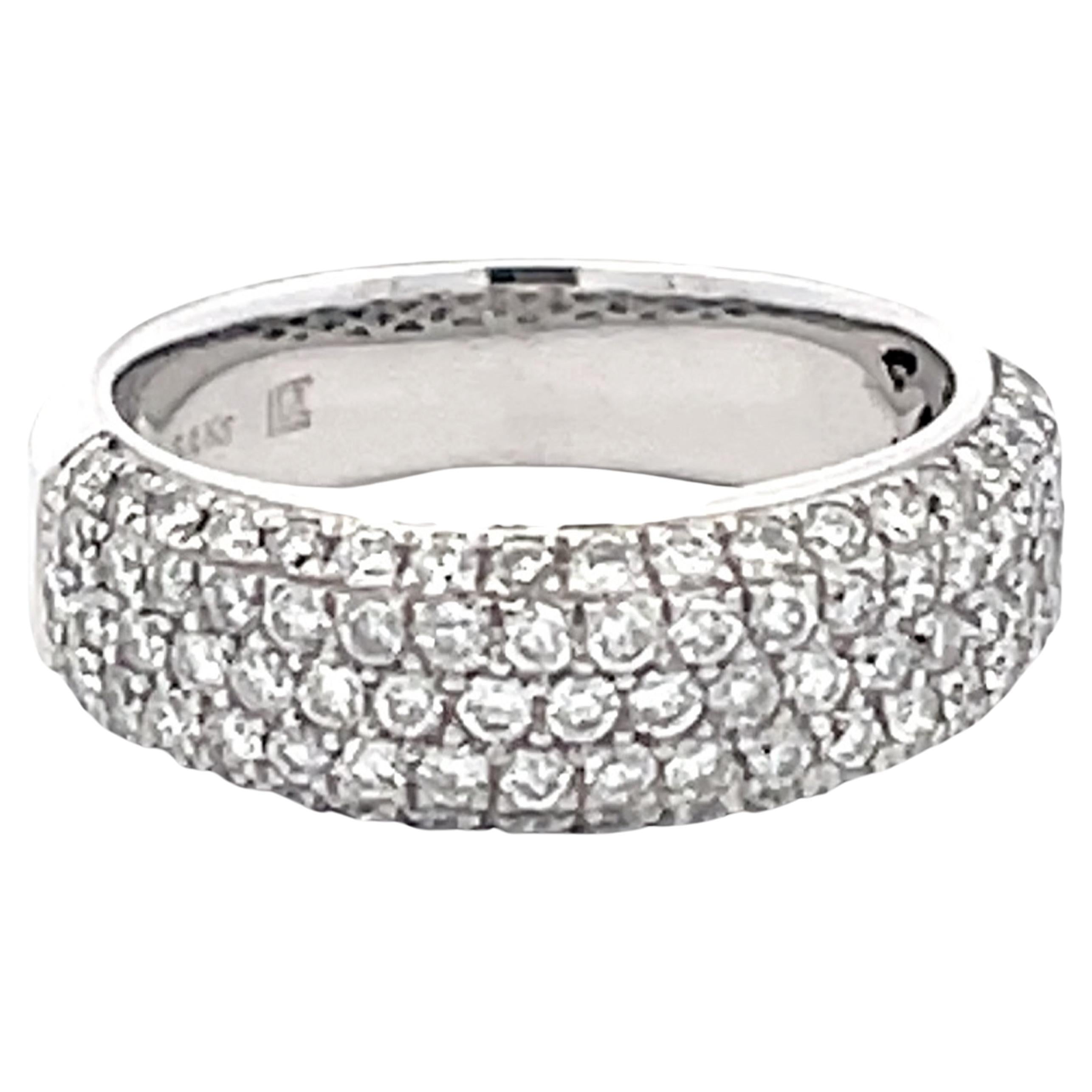 Diamond Studded Band Ring 14k White Gold For Sale