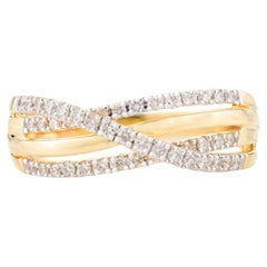 Diamant-Hochzeitsring mit Nieten Crossover aus 18 Karat massivem Gelbgold mit Diamanten