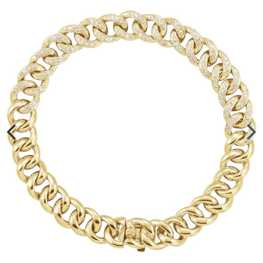 Diamond Studded Curb Chain Bracelet For Sale