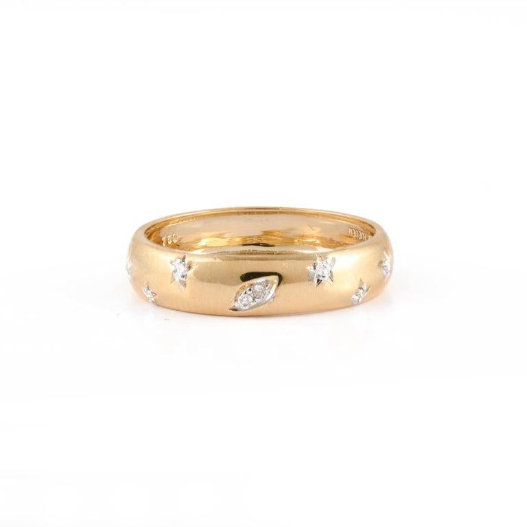 For Sale:  Unisex Diamond Celestial Dome Band Ring in 18kt Solid Yellow Gold 3