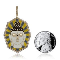 Diamond Studded Enamel Pendant in 14 Karat Gold