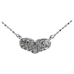 Diamond Studded Heart Necklace 18k White Gold
