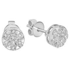 Diamond Studded Minimal Studs Earrings Made In 18k White Gold
